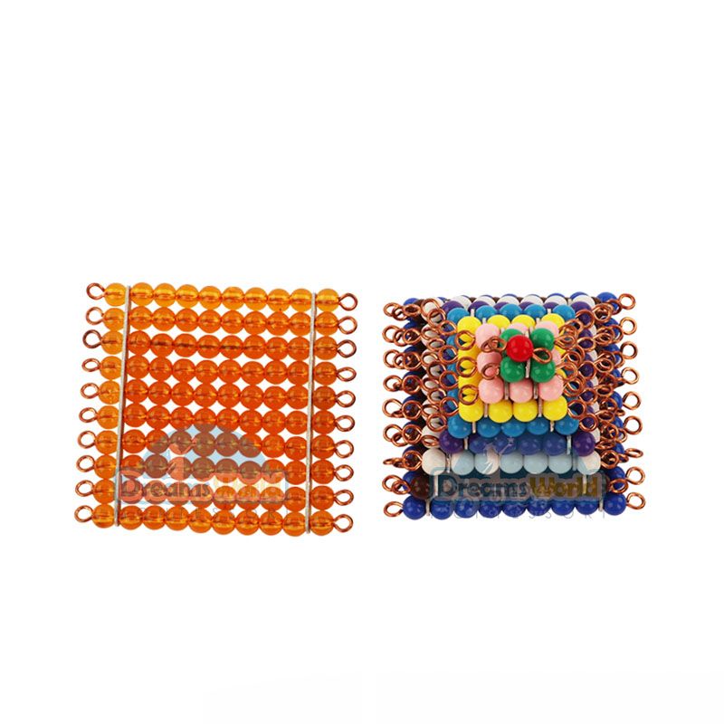 Giáo Cụ Montessori - 10 Tấm hạt cườm màu có cạnh từ 1-10 - Colored Bead Squares