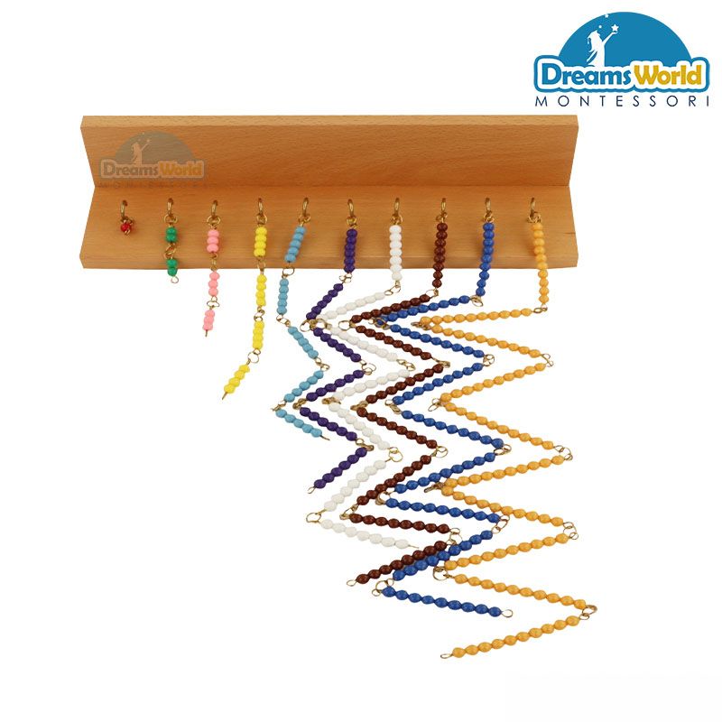 Giáo Cụ Montessori - Giá treo các chuỗi hạt màu - Wall Frame for Short Bead Chains