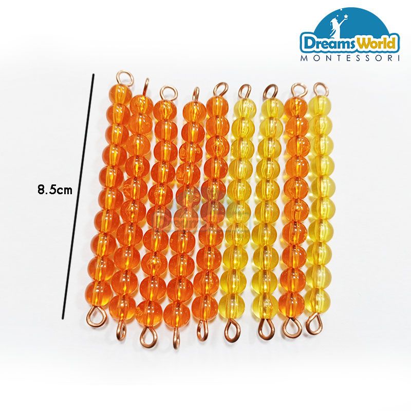Giáo Cụ Montessori - 9 dây cườm 10 - 9 Golden Bead Bars of 10