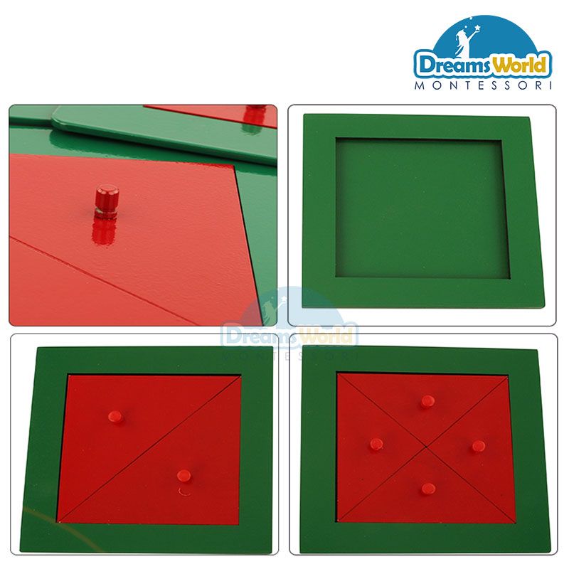Giáo Cụ Montessori - Khung phân số vuông không kệ - Metal Fraction square without Stands
