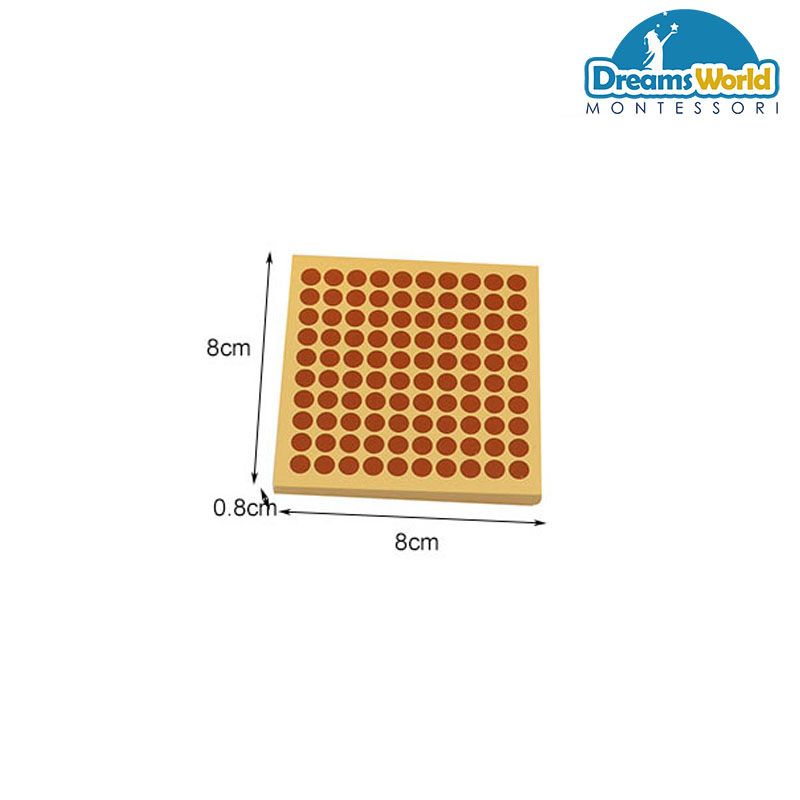 Giáo Cụ Montessori - 1 khối gỗ 100 - 1 Wooden Hundred Squares