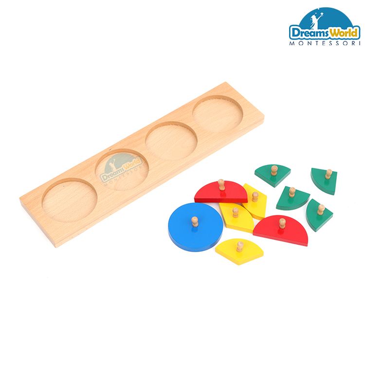 Giáo Cụ Montessori - Các vòng phân đoạn giới hạn 1-4 - Cut-Out Fraction Circles 1-4