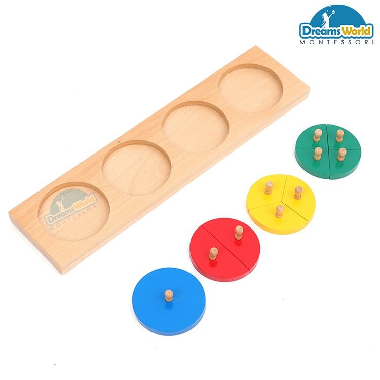 Giáo Cụ Montessori - Các vòng phân đoạn giới hạn 1-4 - Cut-Out Fraction Circles 1-4