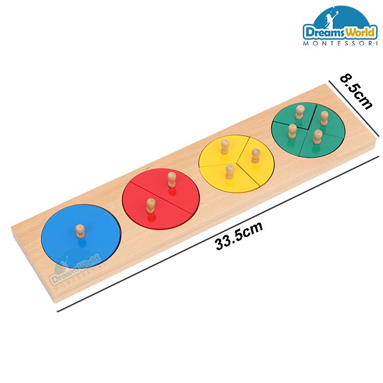 Giáo Cụ Montessori - Các vòng phân đoạn giới hạn 1-4 - Cut-Out Fraction Circles 1-4