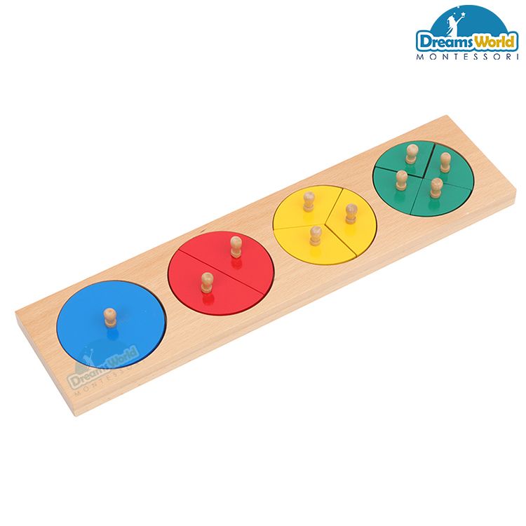Giáo Cụ Montessori - Các vòng phân đoạn giới hạn 1-4 - Cut-Out Fraction Circles 1-4