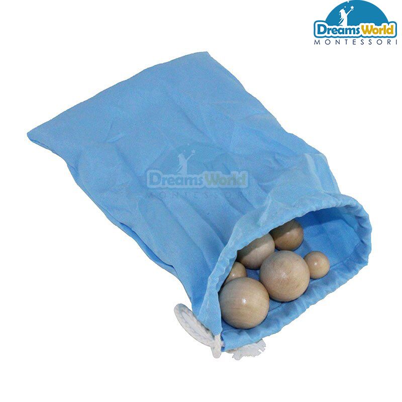 Giáo cụ Montessori - Túi bí mật chứa các hình cầu to dần - Mystery Bag 2: diff.size balls