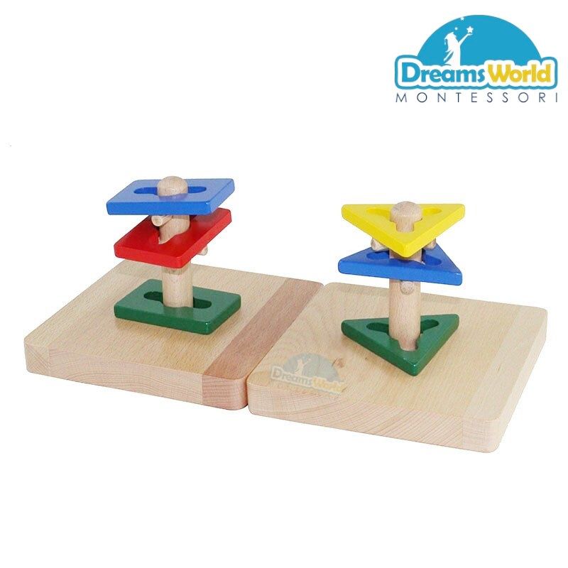 Giáo Cụ Montessori - Cọc xâu lỗ có 3 răng cưa - Triangle Twist & Sort