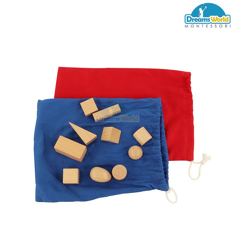 Giáo cụ Montessori - Túi bí mật chứa các loại hình khác nhau - Mystery Bag 3: Diff shape & size
