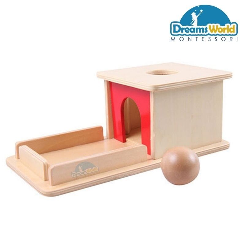Giáo cụ Montessori - Trò chơi thả bóng vào lỗ trên khay gỗ - Object Permanence Box with Tray