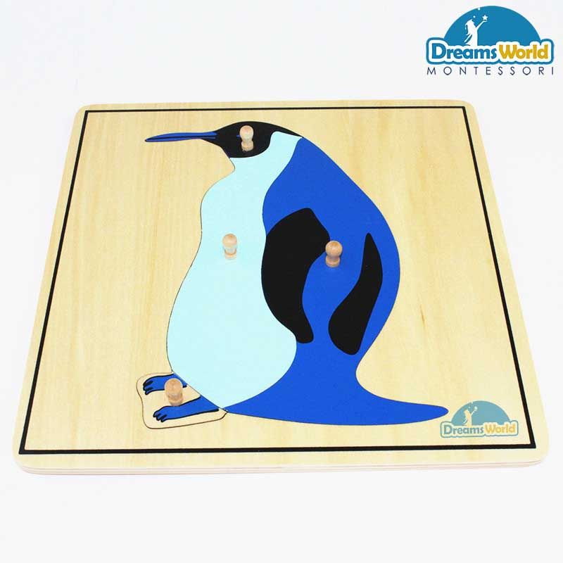 Giáo cụ Montessori - Tranh ghép sinh học hình chim cánh cụt - Penguin puzzle