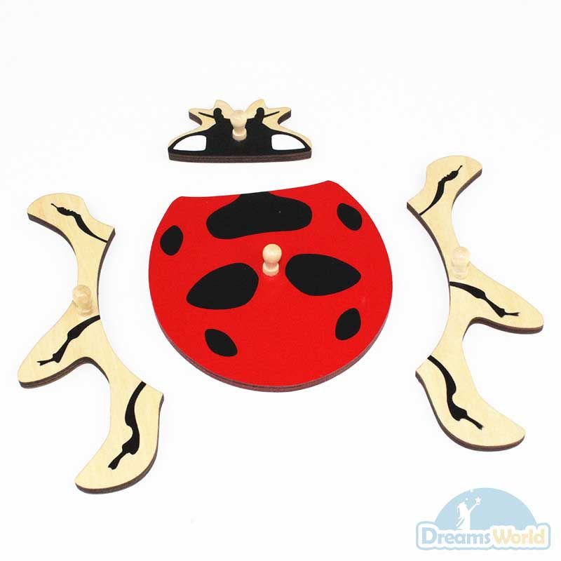 Giáo cụ Montessori - Tranh ghép sinh học hình bọ rùa - Lady bug puzzle