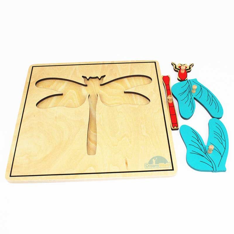 Giáo cụ Montessori - Tranh ghép sinh học hình con chuồn chuồn - Dragonfly puzzle