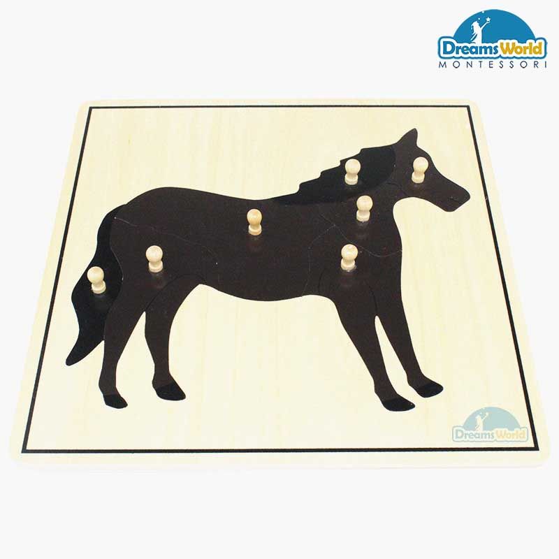 Giáo cụ Montessori - Tranh ghép sinh học hình con ngựa - Horse puzzle