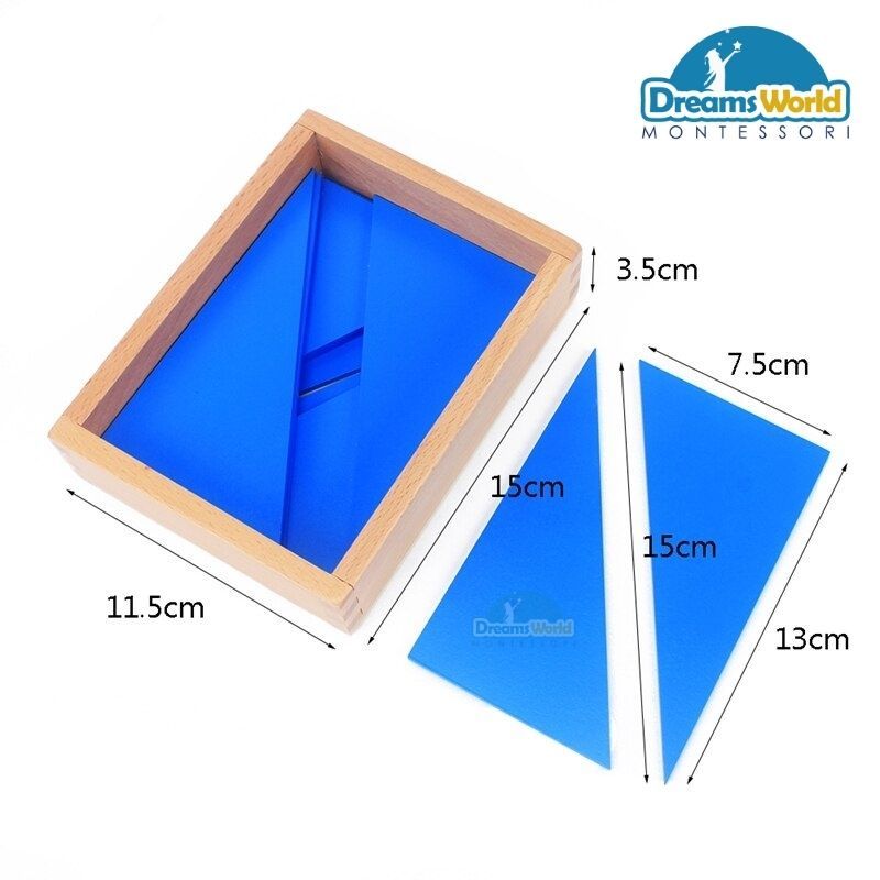 Giáo Cụ Montessori - Hộp Đựng Tam Giác Màu Xanh - Blue triangle box