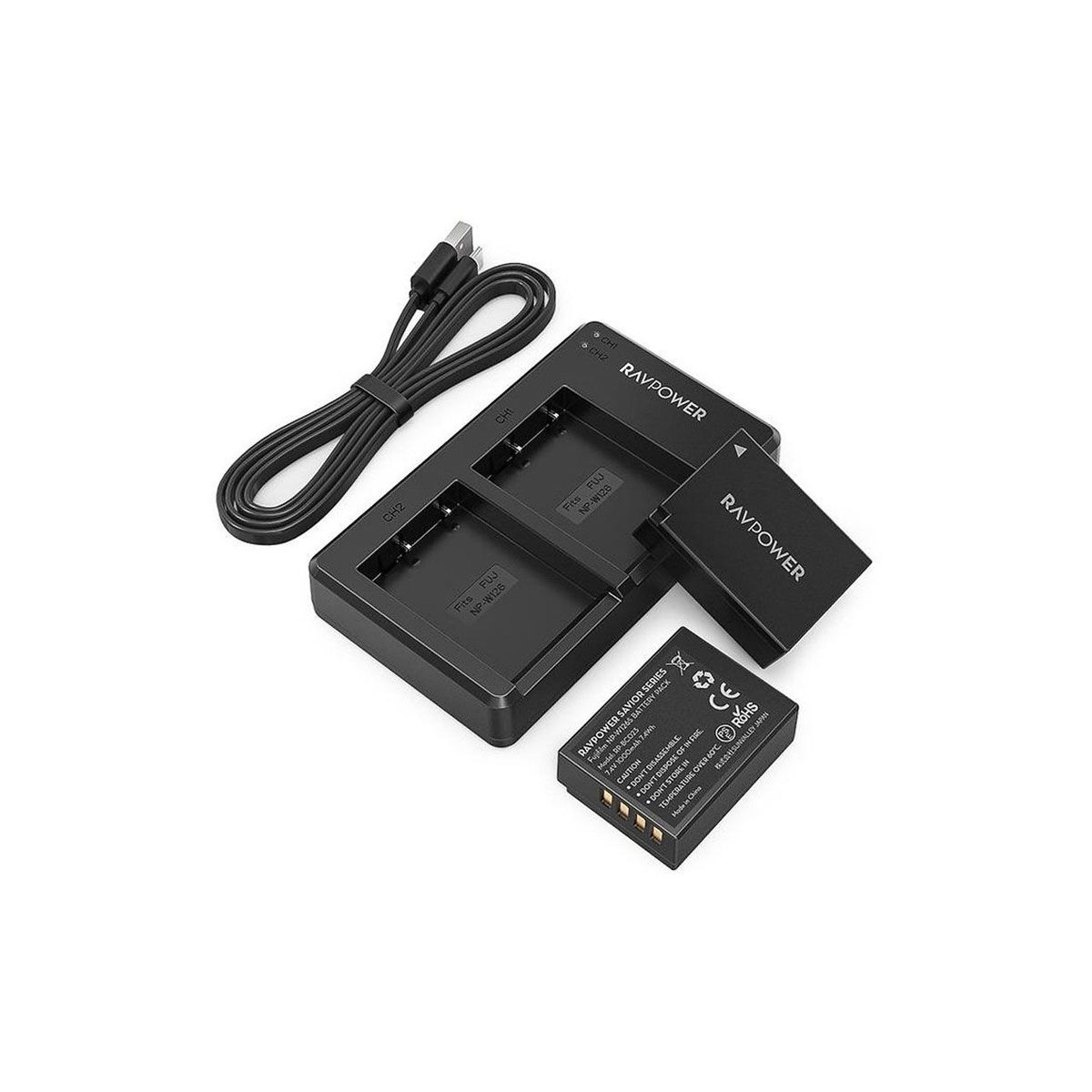 Bộ 2 pin và đế sạc kép RAVPOWER for Fujifilm NP-W126S - Chính hãng