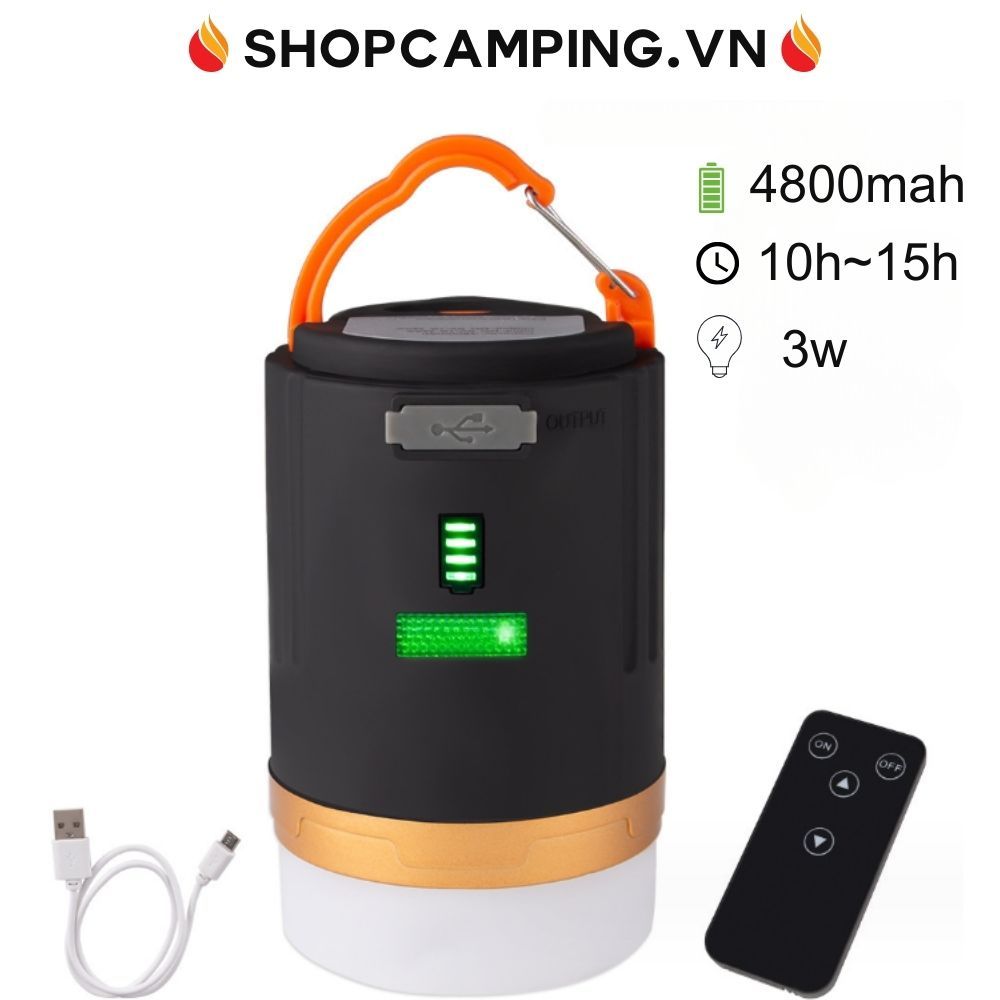 Đèn treo lều dã ngoại có điều khiển từ xa, đèn led pin sạc dự phòng phượt, du lịch, cắm trại dã ngoại