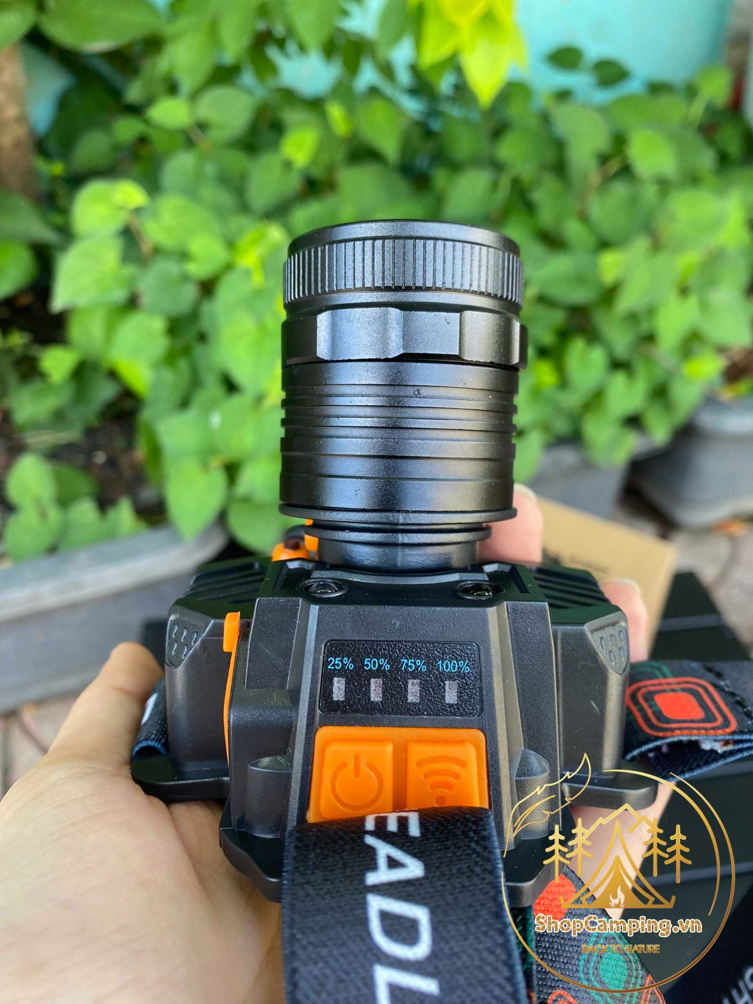 Đèn pin đội đầu T50 ngoài trời chống nước có zoom, đèn đội đầu siêu sáng hợp kim nhôm
