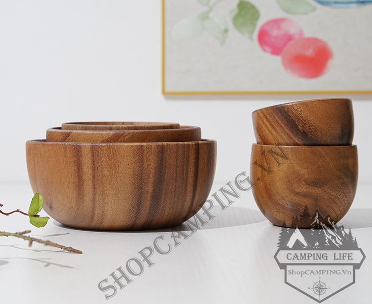 Chén gỗ sồi nguyên khối,Bát Ăn Bằng Gỗ Sồi Tự Nhiên Không Sơn Màu An Toàn Cho Bé