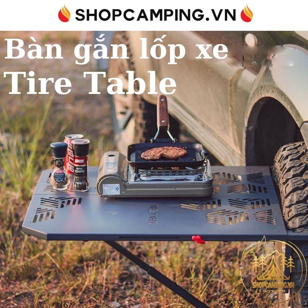 Bàn gấp gắn lốp xe Tire Table dành cho cắm trại dã ngoại