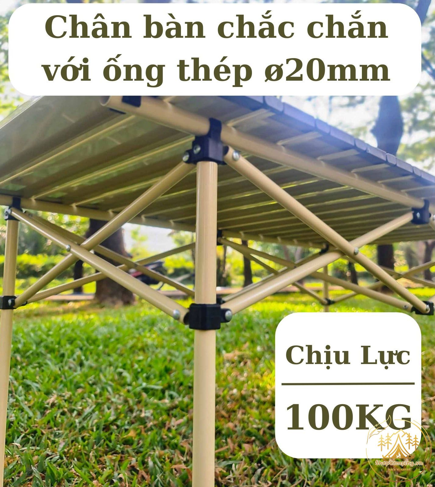 Bàn thép xếp gọn, bàn gấp gọn dã ngoại, bàn xếp thép có túi đựng du lịch,cắm trại, dã ngoại