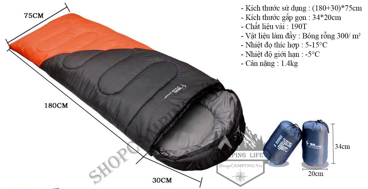Túi ngủ du lịch ngoài trời cao cấp Flytop, túi ngủ văn phòng