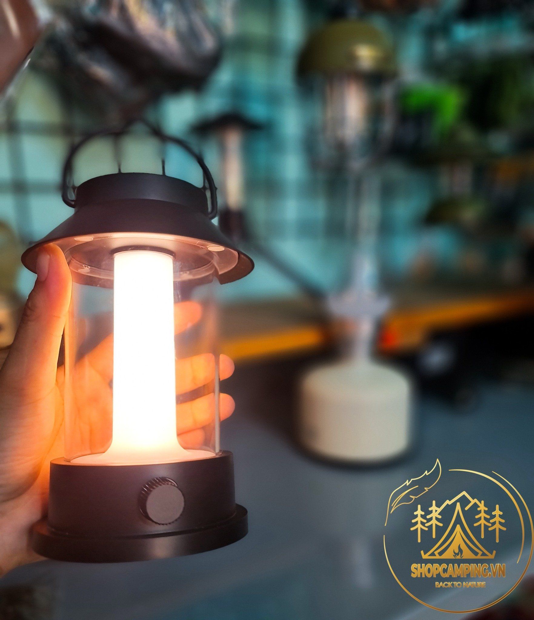 Đèn cắm trại, treo lều pin 10000mah, đèn để bàn vintage 4 chế độ sáng cho cắm trại, dã ngoại