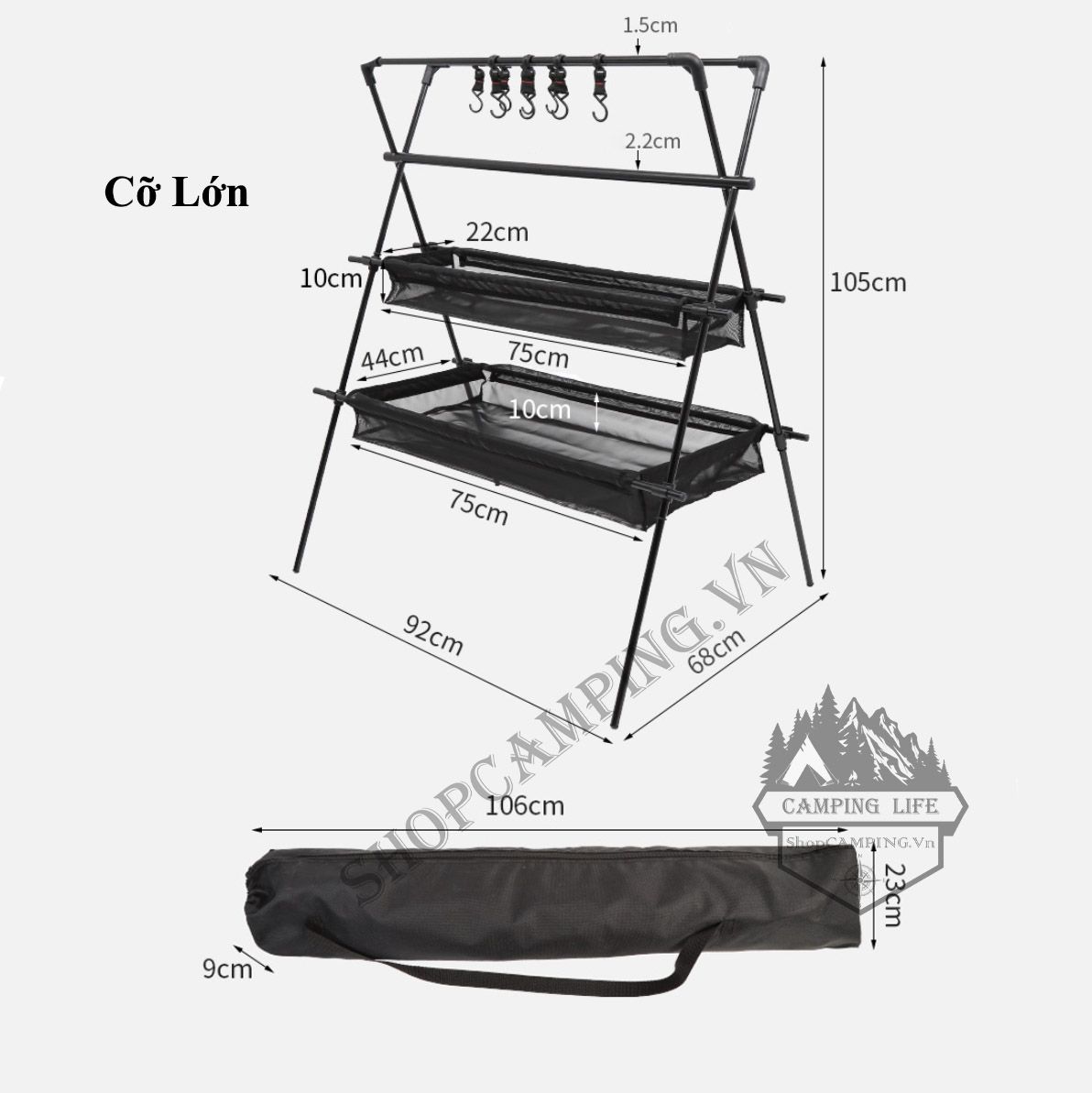 Giá treo đồ cắm trại có thể gấp gọn tiện dụng