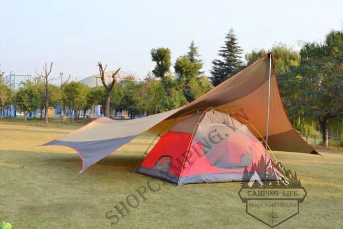 Bộ tăng /tarp Flytop bạt che kèm trụ sắt 5m6*5m5*cao 2m