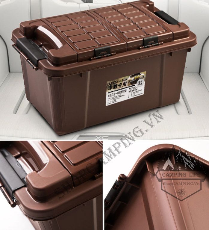 Thùng nhựa đựng đồ chịu lực siêu bền 55L chống nước có ngăn đựng đồ phía trên tiện dụng