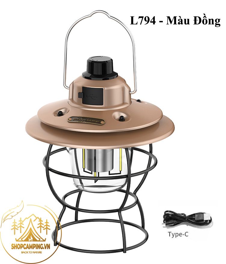 Đèn cổ Retro Lamp phong cách Vintage cổ điển, đèn treo lều, đèn cắm trại, dã ngoại