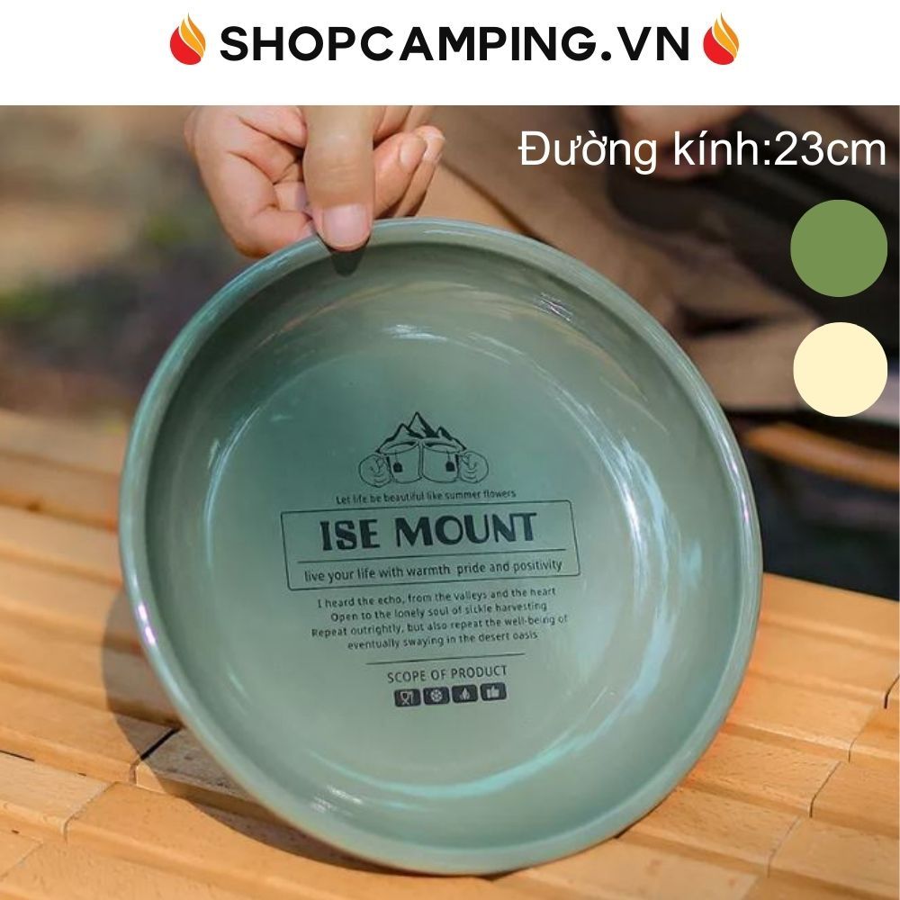 Đĩa tráng men gọn nhẹ 23cm Ise Mount, đĩa dã ngoại tiện dụng