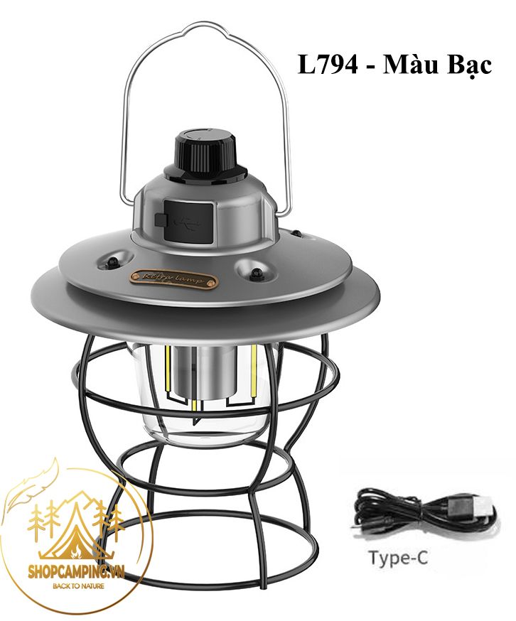 Đèn cổ Retro Lamp phong cách Vintage cổ điển, đèn treo lều, đèn cắm trại, dã ngoại