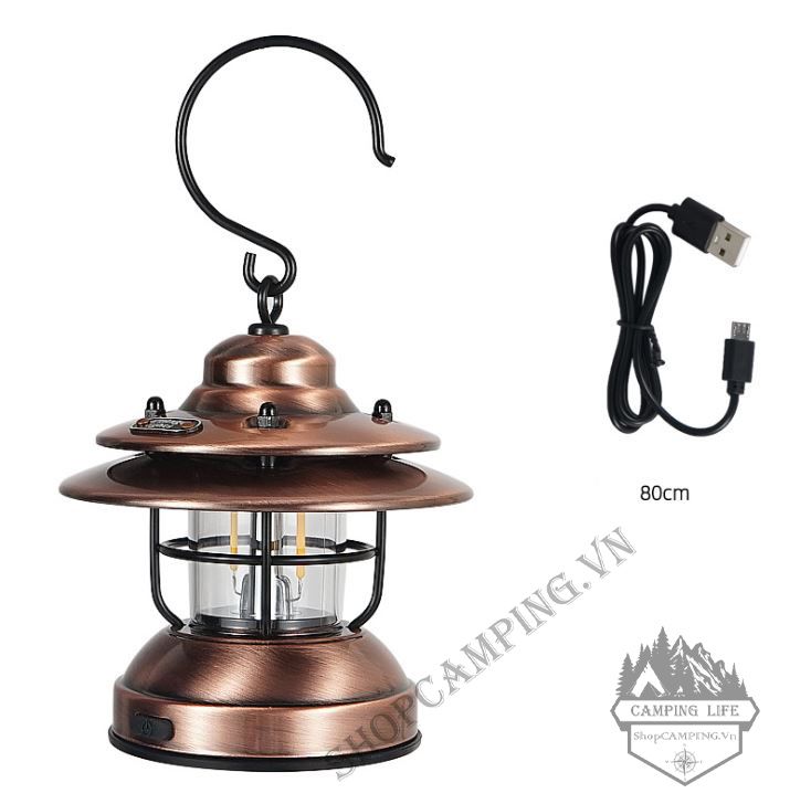 Đèn cổ Vintage Lights pin AA và cổng usb, đèn treo dã ngoại cắm trạ