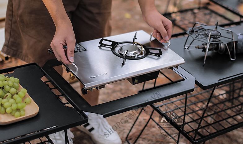 Bàn xếp hoặc kệ để đồ bằng sắt/ Túi đựng bàn/ Mặt gỗ của kệ