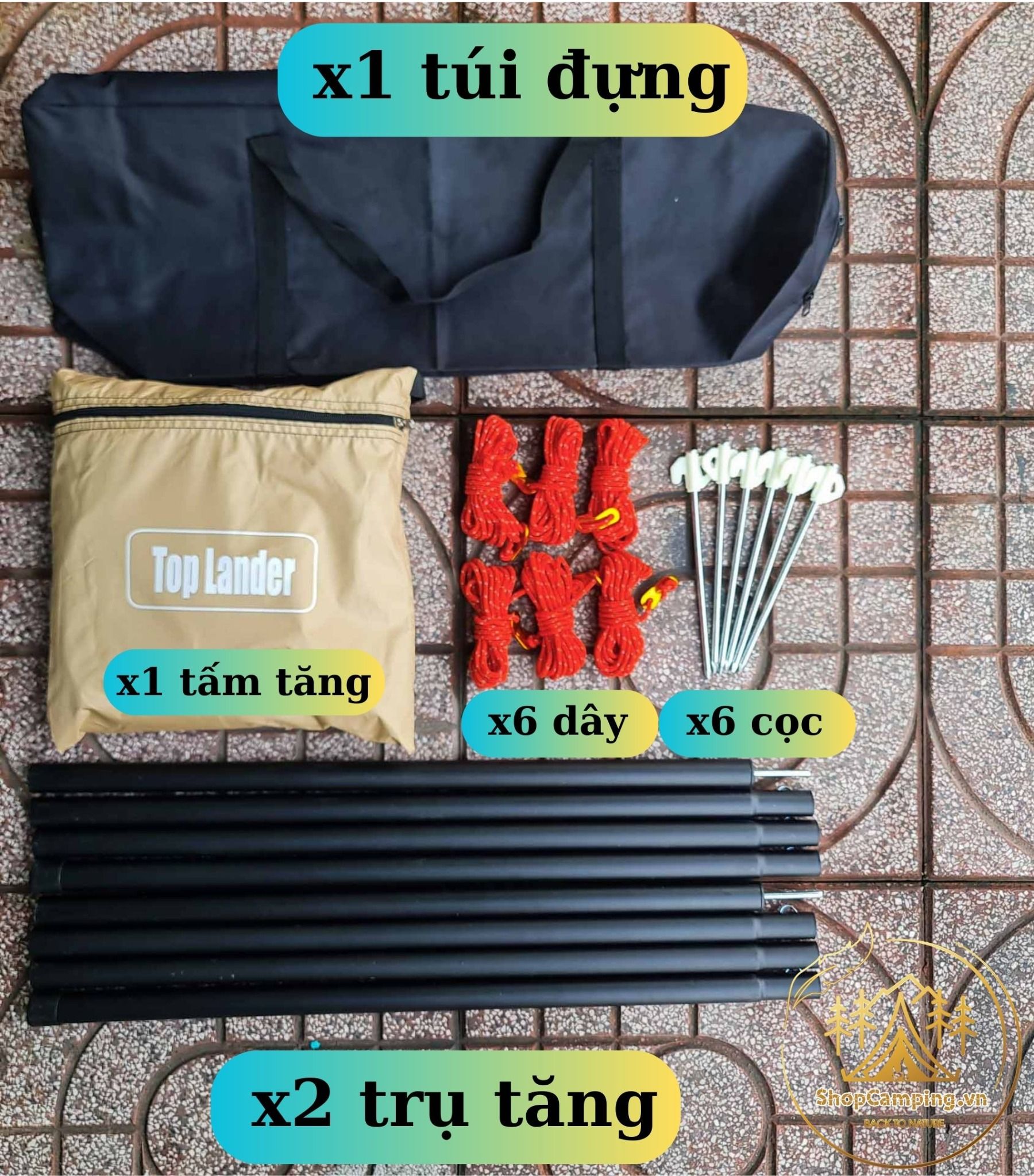 Bộ tấm tăng Top Lander 3x4m và 3x5m,tấm tăng bạt che nắng, mưa, bộ tăng trụ dã ngoại, cắm trại