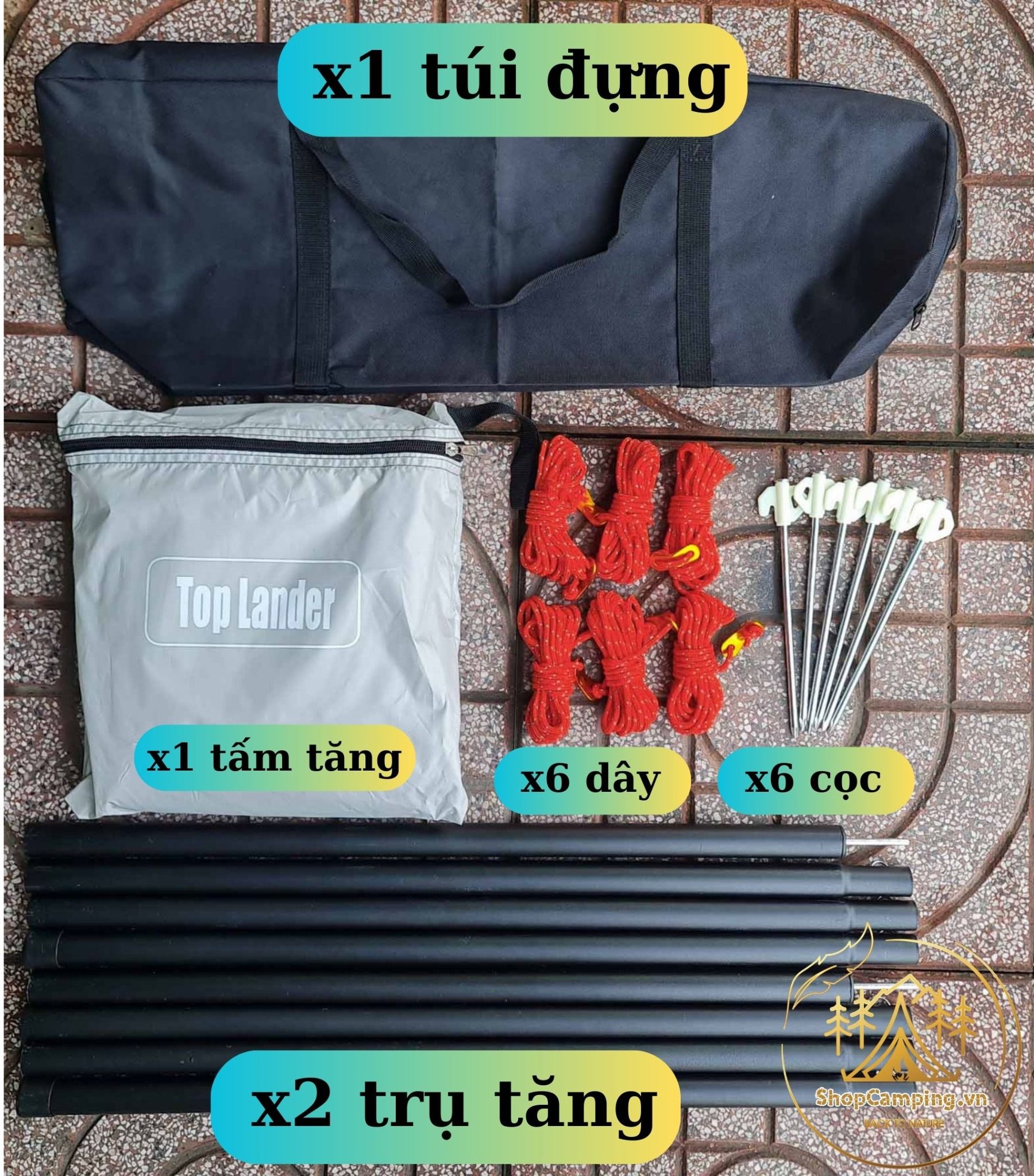 Bộ tấm tăng Top Lander 3x4m và 3x5m,tấm tăng bạt che nắng, mưa, bộ tăng trụ dã ngoại, cắm trại