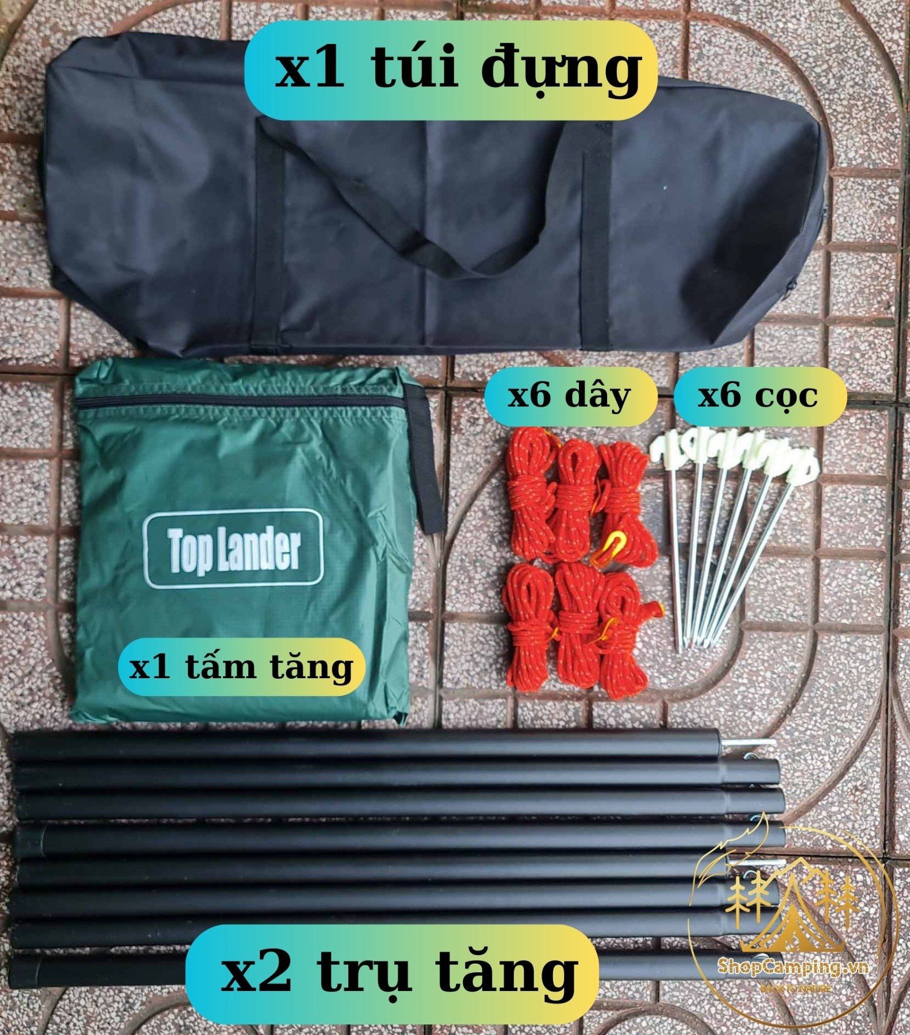 Bộ tấm tăng Top Lander 3x4m và 3x5m,tấm tăng bạt che nắng, mưa, bộ tăng trụ dã ngoại, cắm trại