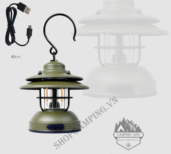 Đèn cổ Vintage Lights pin AA và cổng usb, đèn treo dã ngoại cắm trạ
