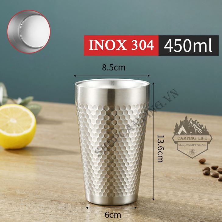 Ly 2 lớp inox 304, cách nhiệt cả nóng và lạnh