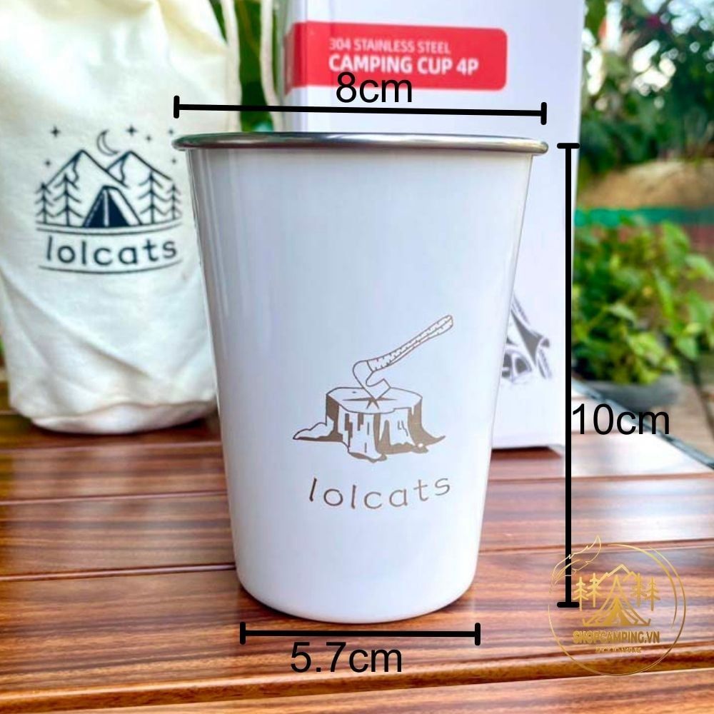 Bộ 4 ly inox 304 cao cấp 350ml có túi đựng, set ly cốc uống nước xếp gọn đi du lịch, cắm trại dã ngoại