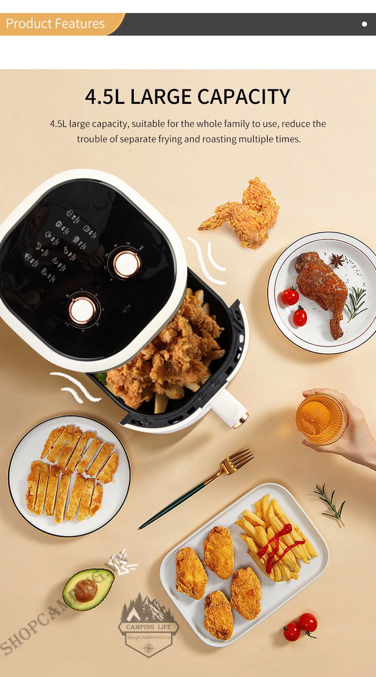 Nồi chiên không dầu Huyndai Dung tích 4.5L