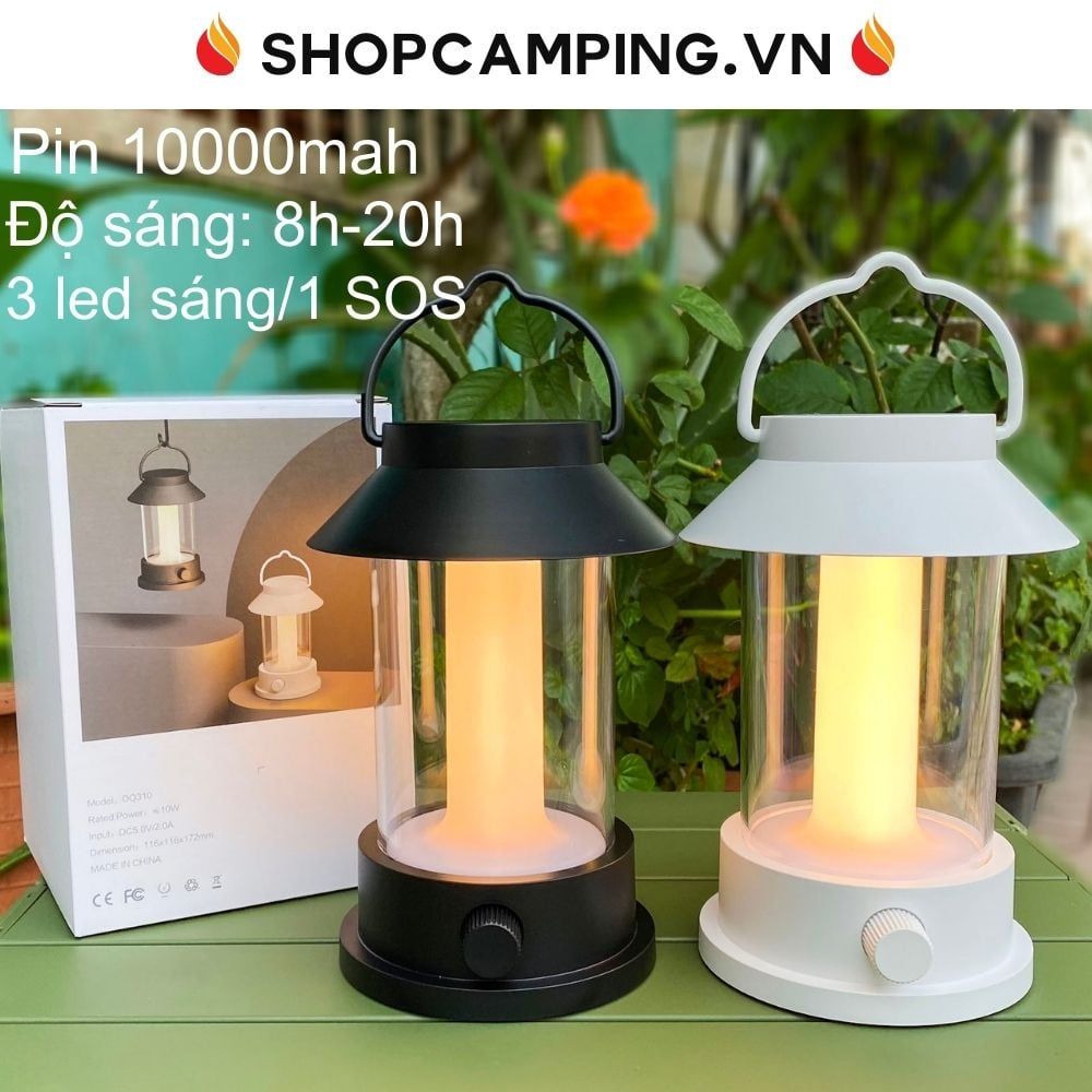 Đèn cắm trại, treo lều pin 10000mah, đèn để bàn vintage 4 chế độ sáng cho cắm trại, dã ngoại