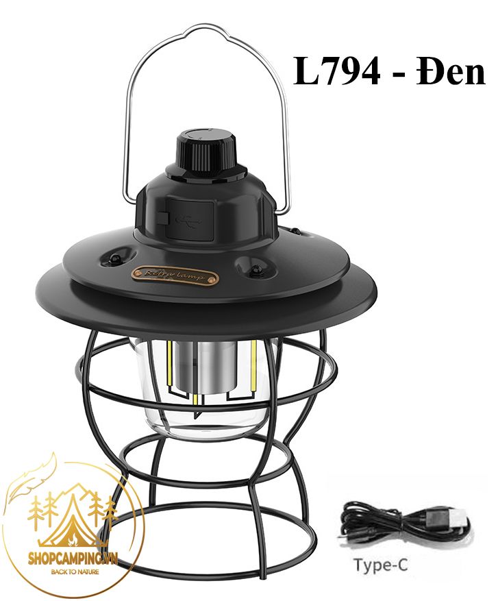 Đèn cổ Retro Lamp phong cách Vintage cổ điển, đèn treo lều, đèn cắm trại, dã ngoại