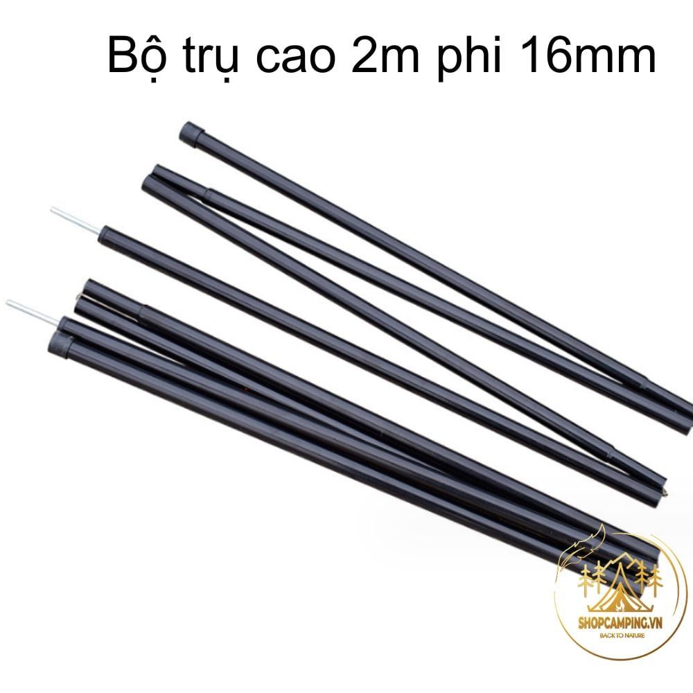 Bộ trụ 2 cây chống tăng lều phi 16mm,19mm, 25mm kèm túi đựng cắm trại dã ngoại