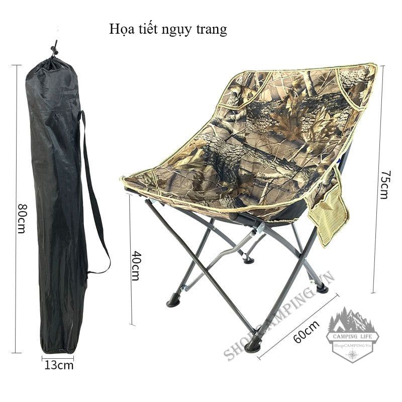 Ghế xếp dã ngoại, ghế gấp gọn Hitorhike khung thép chịu tải 120kg, ghế xếp gọn cắm trại, du lịch