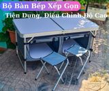  Bàn bếp, bàn ăn xếp gọn khung nhôm kèm ghế xếp mini dành cho cắm trại dã ngoại 