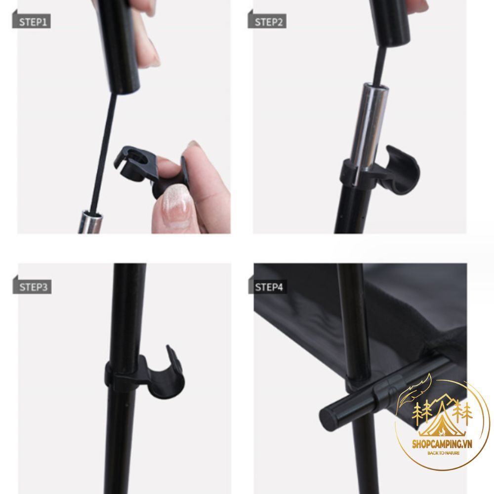 Giá treo đồ cắm trại gấp gọn 12 móc hợp kim nhôm, cây treo đồ dã ngoại có kệ lưới xếp gọn