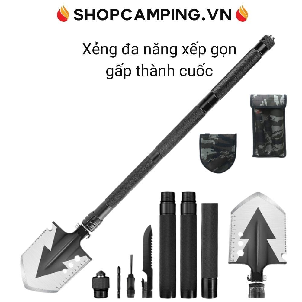 Xẻng Đa Năng Dụng Quân Có Thể Gấp Thành Cuốc Tiện Lợi, Xẻng Cắm Trại