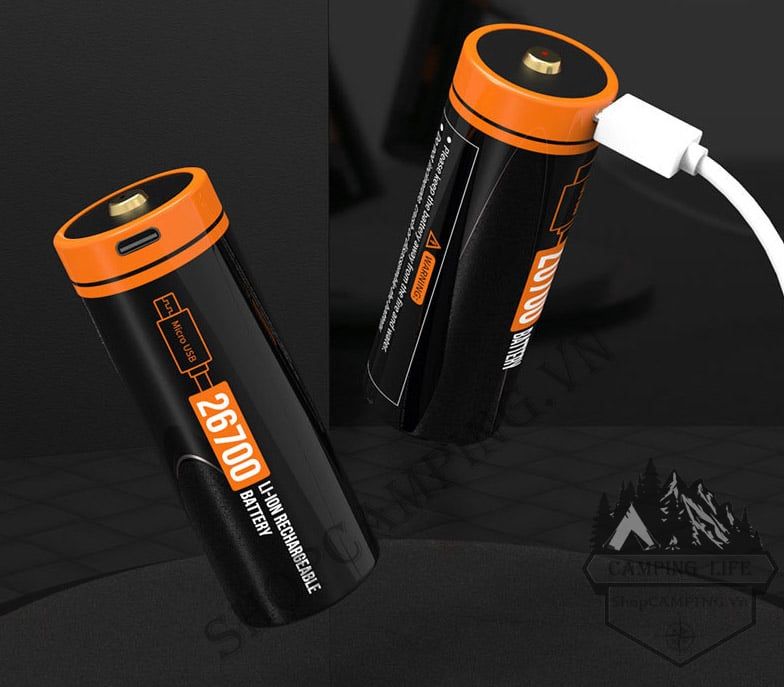 Pin sạc BESTON 26550 5000mAh có mạch bảo vệ, tích hợp cổng sạc USB Micro 3.7v