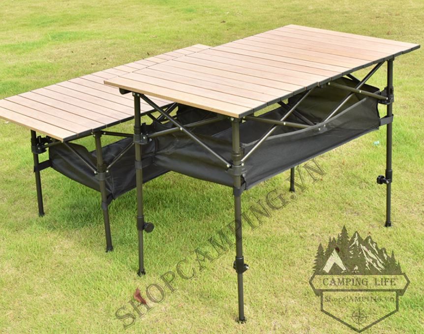 Bàn xếp dã ngoại, cắm trại mặt vân đá cẩm thạch, chịu lực lên đến 120kg